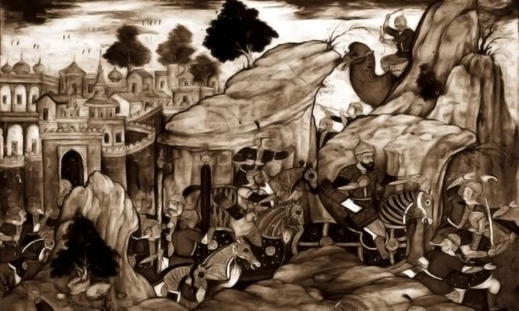 Painting Humayun captures Kabul from Prince Kamran, 15th Century