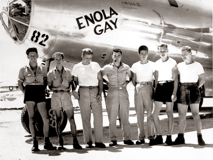 Photo shows the crew of the Enola Gay