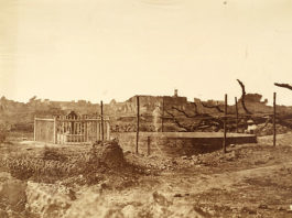 Photo shows the ruins of Bibighar and adjoining well at Cawnpore in 1858