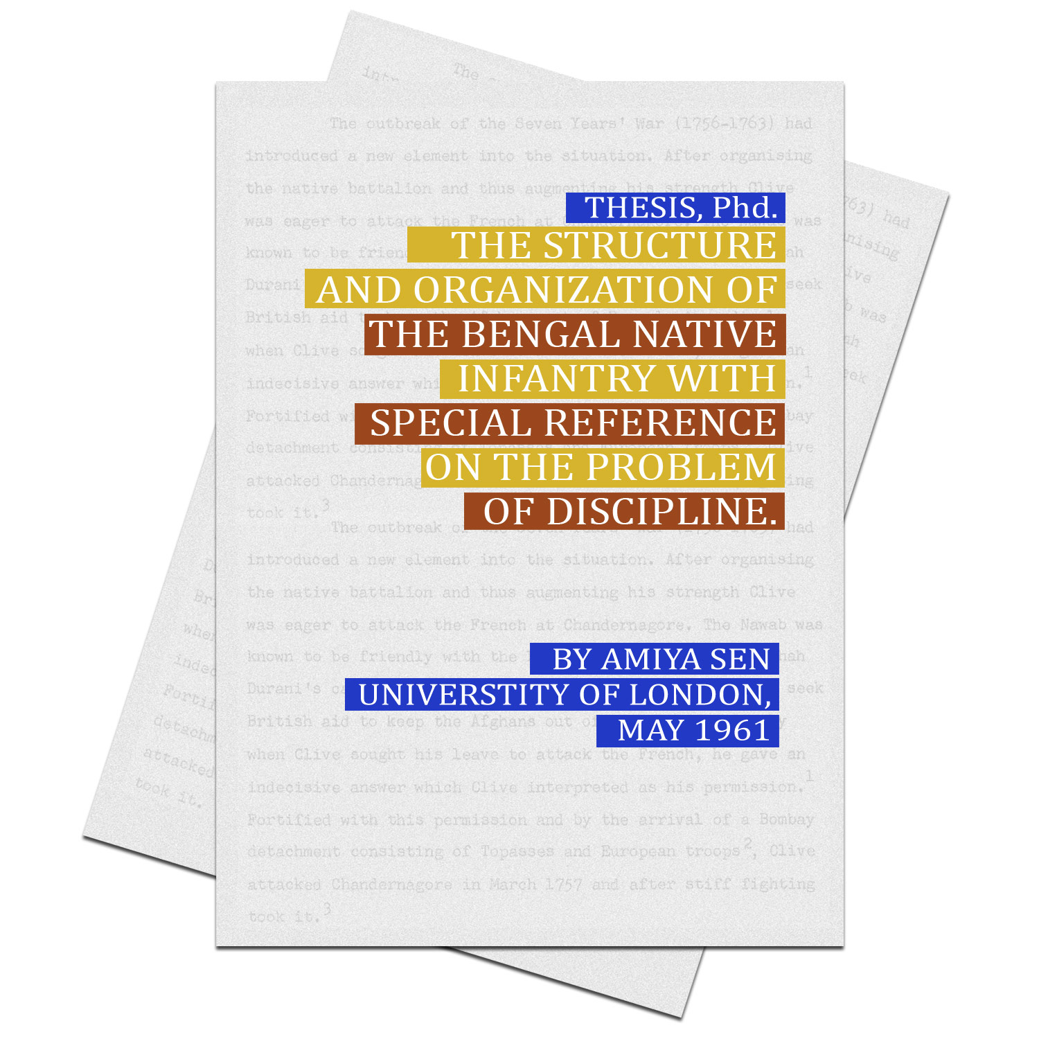 Image shows a plain book cover with the headline stating the topic of a thesis by Amiya Sen