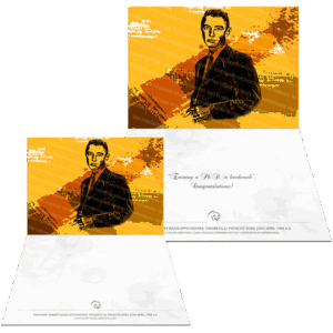 Farbound.Net Greetings Card: Showing a photoart representation of American Theoretical Physicist Robert J. Oppenheimer.