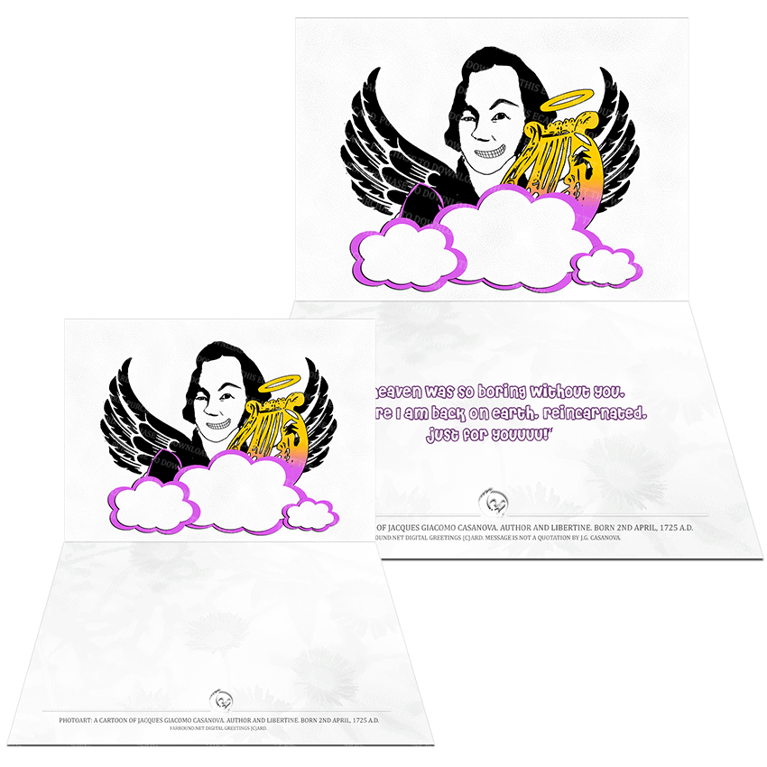 Farbound.Net Greetings Card: Showing a photoart representation of Jacques Giacomo Casanova.