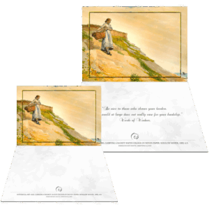 Farbound.Net Greetings Card: Showing a painting titled,'Girl carrying a Basket' from 1882 A.D.