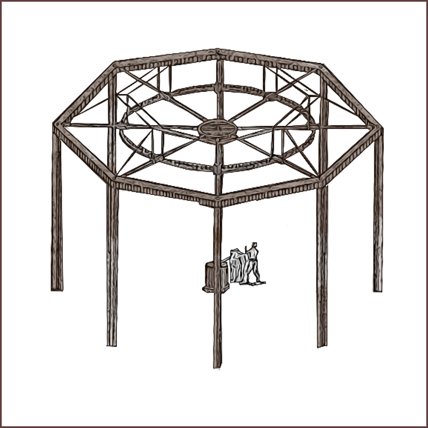 Image is a Public Domain Image showing a drawing of the Yarghu being operated with the help of oxen