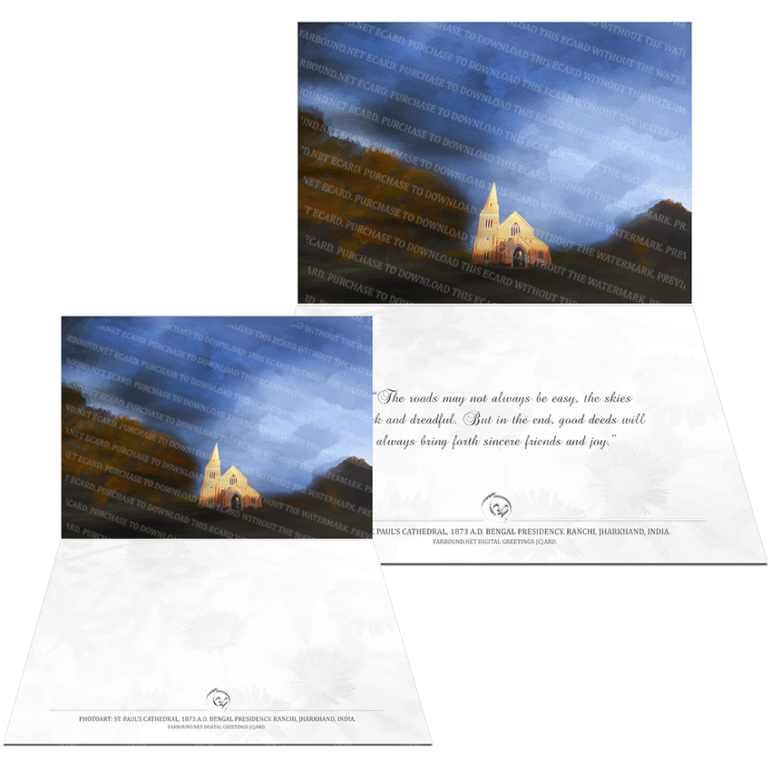 Farbound.Net Digital Greetings Card: Showing a photo art representation of the St Paul's Cathedral 1873 AD