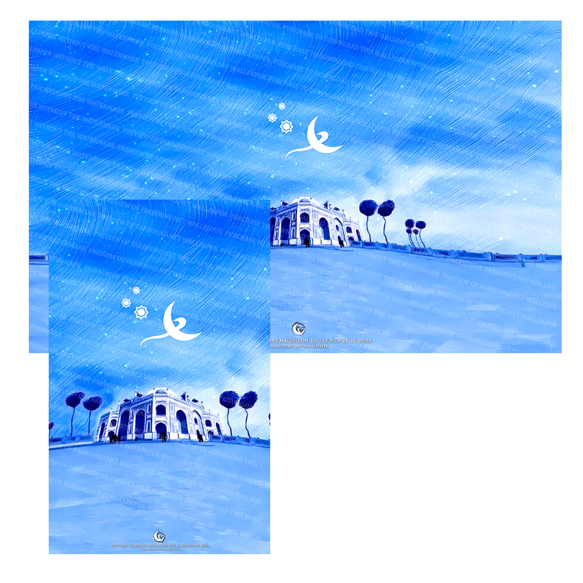 Farbound.Net Digital Wallpapers: Showing a photoart presentation of Humayun's Mausoleum.