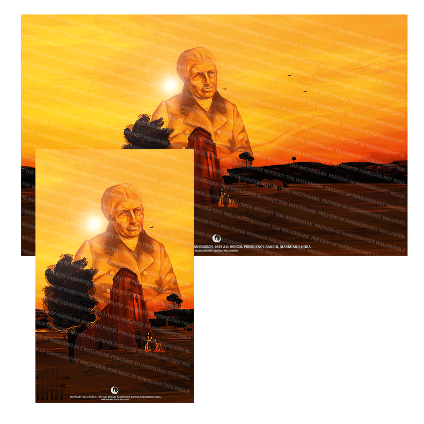 Farbound.Net Digital Wallpapers: Showing a photoart presentation of the Gossner Evangelical Lutheran Church, 1855 AD.