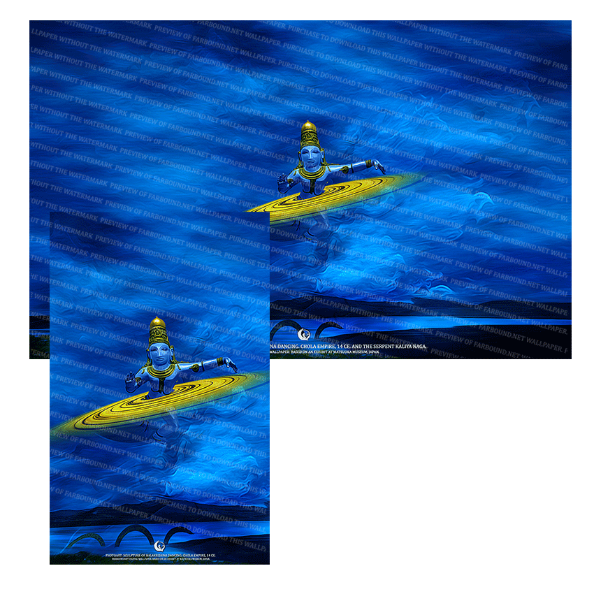 Farbound.Net Digital Wallpapers: Showing a photoart presentation of a sculpture of Bala Krishna Dancing from 14 Ce.