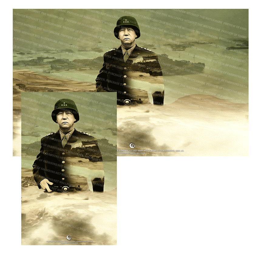 Farbound.Net Digital Wallpapers: Showing a photoart presentation of General George S. Patton.