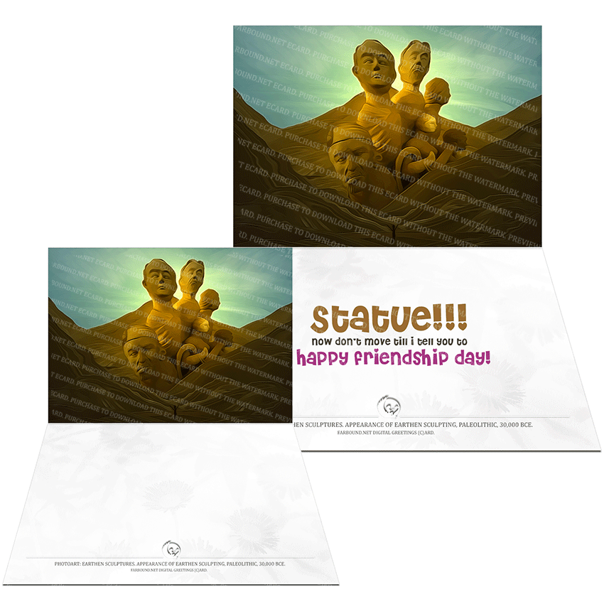 Farbound.Net Greetings Card: Showing a photo art representation of Earthen Sculptures.