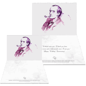 Farbound.Net Greetings Card: Showing a photo art representation of a sketch of Sherlock Holmes by Sidney Paget.
