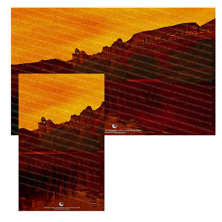 Farbound.Net Digital Wallpapers: Showing a photoart presentation of the walls of the citadel of Dinpanah, 1534 CE.