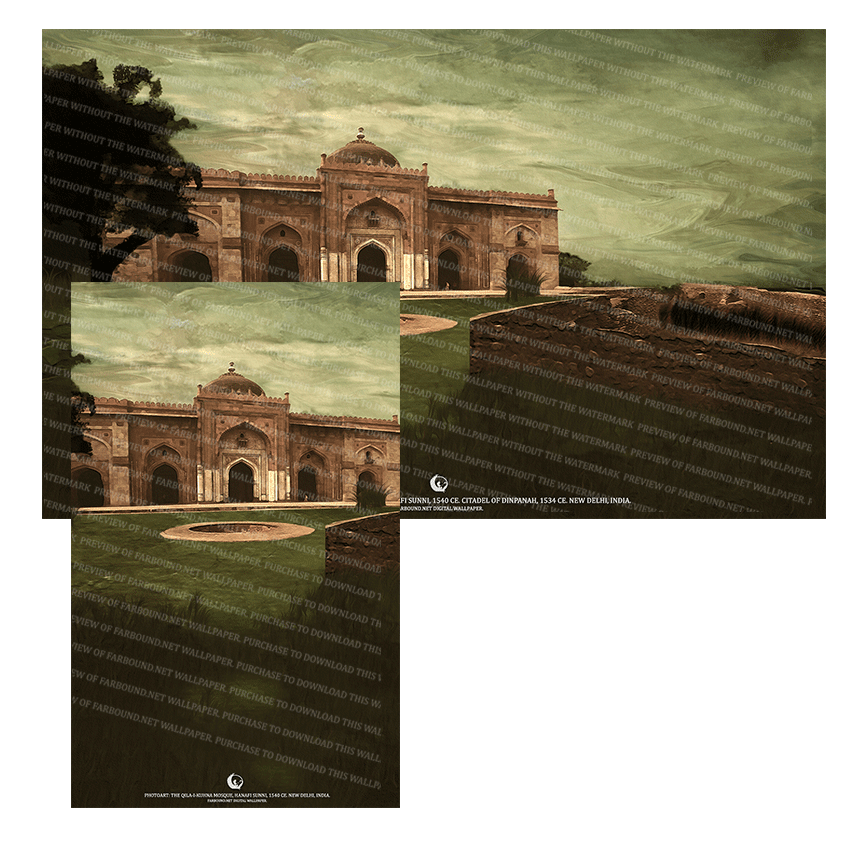Farbound.Net Digital Wallpapers: Showing a photoart presentation of the Qila-I-Kuan Mosque inside Dinpanah.