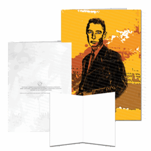 Farbound.Net Greetings Card: Showing a photoart representation of American Theoretical Physicist Robert J. Oppenheimer.