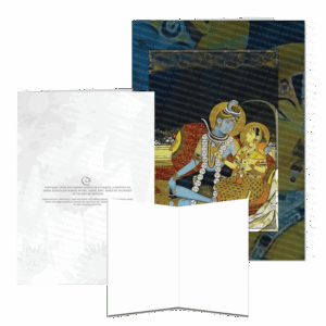 Farbound.Net Greetings Card: Showing a photoart representation of a historical painting of Shiva and Parvati seated on a terrace.