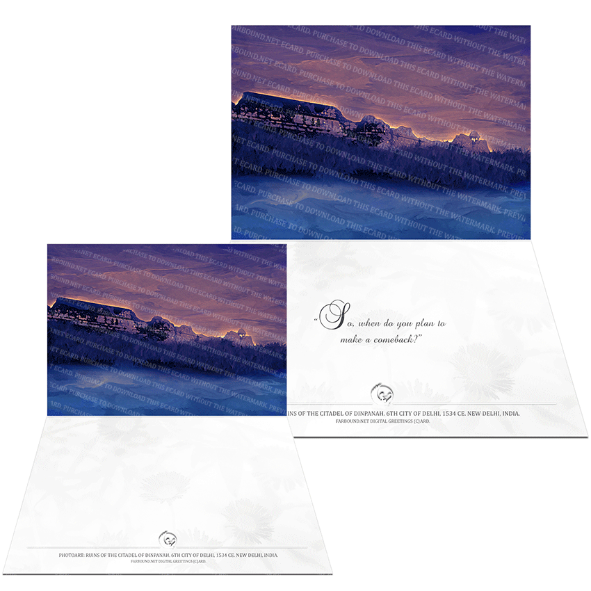 Farbound.Net Greetings Card: Showing a photo art representation of the citadel of Dinpanah.