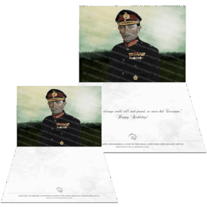 Farbound.Net Greetings Card: Showing a photoart presentation of Field Marshal KM Cariappa.