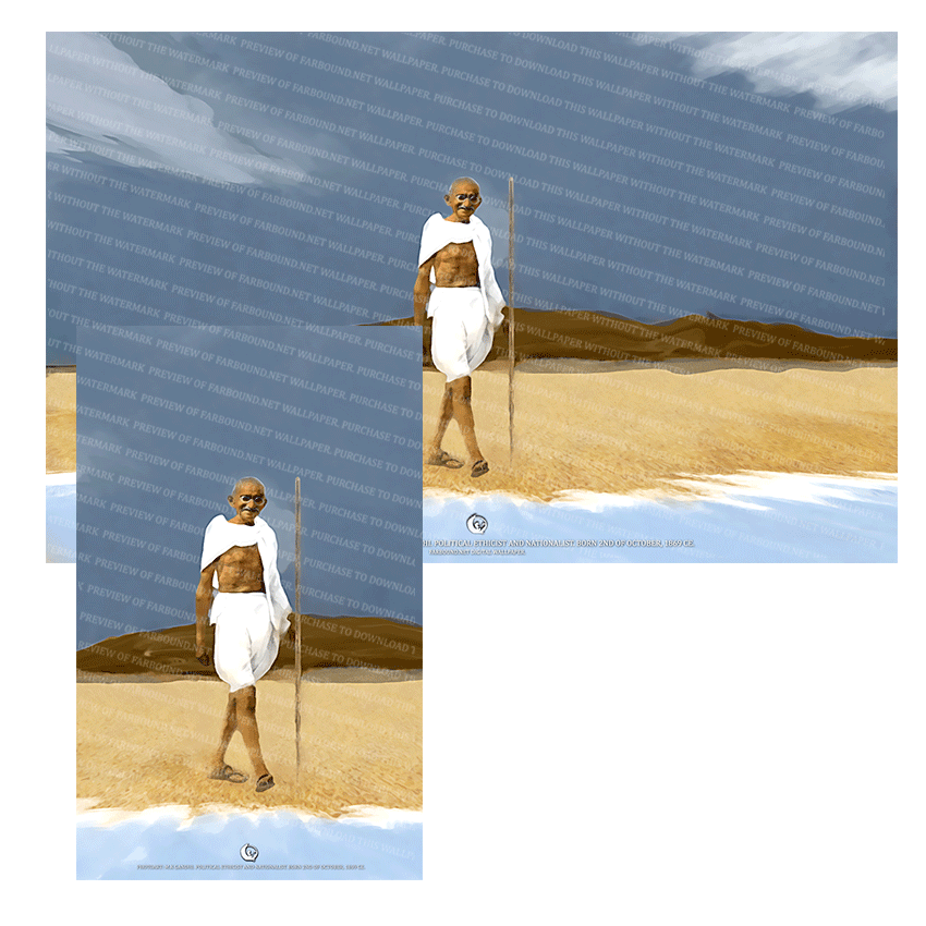 Farbound.Net Digital Wallpapers: Showing a photoart presentation of Mohan Das Karamchand Gandhi.